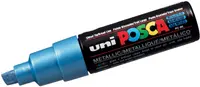 Marker permanent cu un varf tesit Uni Posca - PC-8K, 8 mm, albastru metalic