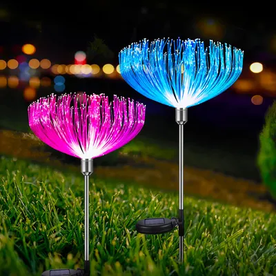 Set 2 x Lampa solara 7 LED RGB, model floare