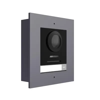 Post exterior modular videointerfon IP Hikvision DS-KD8003-IME1(B)/FL, montaj ingropat, 1 buton, 2000 de utilizatori, autentific