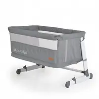Patut co-sleeper Cangaroo 2in1 Day and Night Grey reglabil pe inaltime, usita cu fermoar, pozitie anti-reflux, saltea inclusa