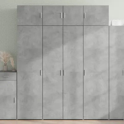 Gossi dulap inalt, gri beton, 80x42,5x185 cm, lemn prelucrat