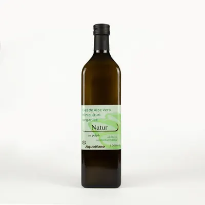 Aloe-Natur Gel Organic de Aloe Vera, cu Pulpă, 1000ml | AquaNano
