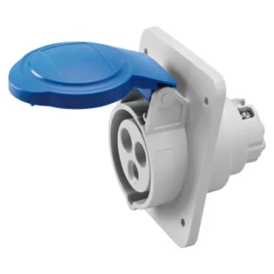 Priza industriala incastrata 10° HP - IP44/IP54 - 2P+E 32A 200-250V 50/60HZ - BLUE - 6H - Strangere cu surub