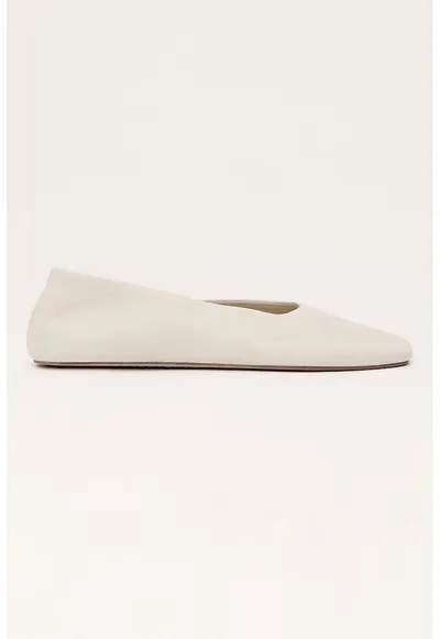 Pantofi de piele cu talpa plata - Bej deschis