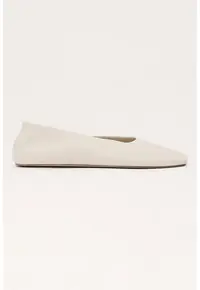 Pantofi de piele cu talpa plata - Bej deschis