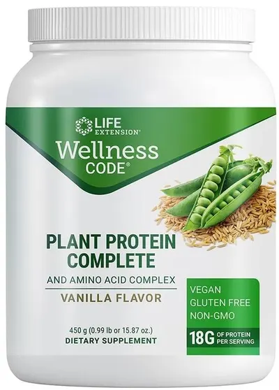 Proteină completă Wellness Code Plant - vanilie, 450 g, Life Extension
