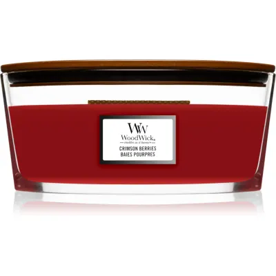 Woodwick Crimson Berries lumânare parfumată cu fitil din lemn (hearthwick) 453,6 g