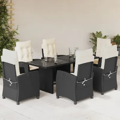 Gossi set mobilier de gradina cu perne, 7 piese, negru, poliratan