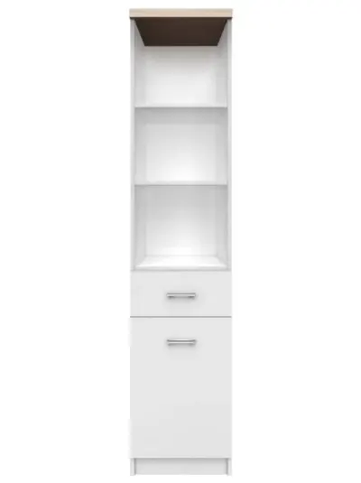 Biblioteca deschisa TOP MIX, 1 usa, 1 sertar, alb, 40x33x183 cm