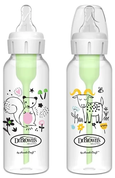 Set biberoane Dr. Brown's Options+ - Anti-Colic, veveriță / capră, 2 х 250 ml