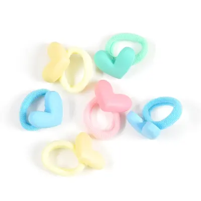 Set 6 elastice de par multicolore cu inimi
