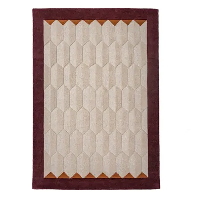 Covor burgundy/în culoare naturală țesut manual din lână 200x290 cm Apex Border Wool – Flair Rugs