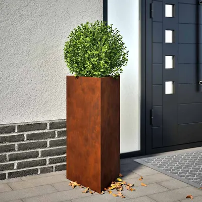 vidaXL Jardiniere grădină, 2 buc. 40x34,5x75 cm oțel intemperii triunghi