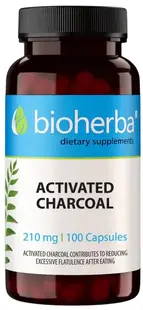 Activated Charcoal, 210 mg, 100 capsule, Bioherba