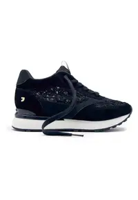 Pantofi sport din piele intoarsa cu garnituri din dantela Milladore - Negru