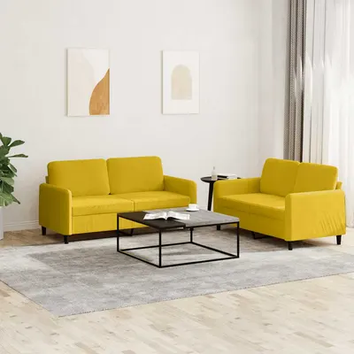 vidaXL Set canapea 2 piese, galben, catifea