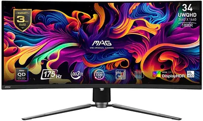 Monitor gaming MSI - MAG 341CQP QD-OLED, 34'', 175Hz, 0.03ms, Curved