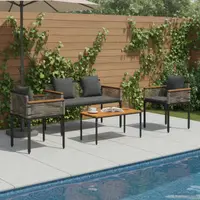 vidaXL Set de Mobilier pentru Exterior Gri și gri închis poliratan