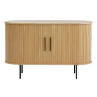 Comodă în culoare naturală cu aspect de lemn de stejar cu ușă glisantă 120x76x45 cm Nola – Unique Furniture