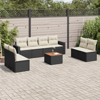 Gossi set mobilier de gradina cu perne, 9 piese, negru, poliratan