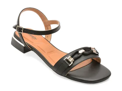 Sandale IMAGE negre, 250602, din piele naturala