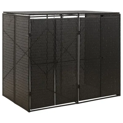 Gossi magazie de pubele dubla, negru, 140x80x117 cm, poliratan