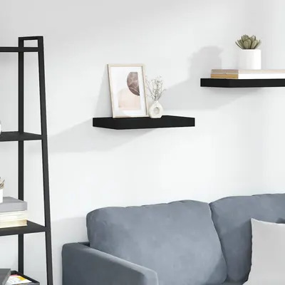 vidaXL Raft de perete suspendat, negru, 40x23,5x3,8 cm, MDF