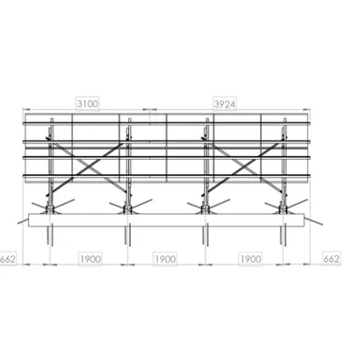 Structura metalica TRV pentru 12 panouri fotovoltaice, configuratie 2x6, inclinare 25 grade