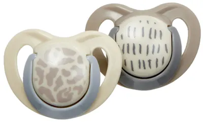 Suzete calmante cu flux de aer Vital Baby - Bej-maro, 0-6 luni, 2 buc