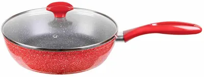 Tigaie cu capac Voltz - V54419A24CD, cu finisaj marmura, 24 cm, roșu