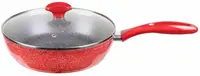 Tigaie cu capac Voltz - V54419A24CD, cu finisaj marmura, 24 cm, roșu
