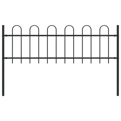 vidaXL Gard de grădină BOXTEL cu vârf circular din oțel, 170 x 60 cm, negru