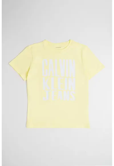 Tricou de bumbac cu logo supradimensionat - Alb/Galben