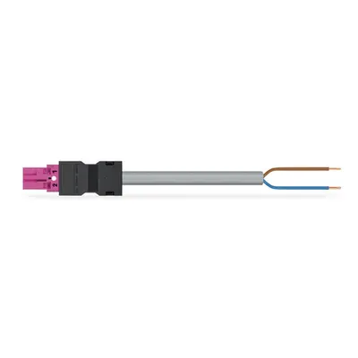 pre-assembled connecting cable; Eca; Plug/open-ended; 2-pole; Cod. B; Control cable 2 x 1.0 mm²; 1 m; 1,00 mm²; pink