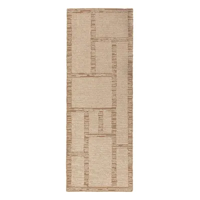 Covor tip traversă în culoare naturală țesut manual din lână 80x230 cm Harris Modula Wool – Flair Rugs