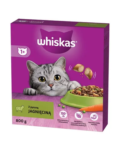 Hrană uscată pisici adulte cu miel WHISKAS 800 g crochete crocante cu umplutură