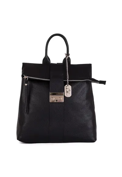 Rucsac din piele cu drapaje Azalea - Negru