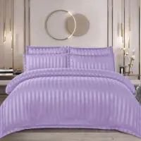 Lenjerie HoReCa, pat dublu, Damasc Finetat Deluxe cu Elastic, 6 piese, Lila