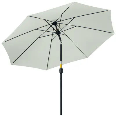 Outsunny Umbrelă de Grădină Înclinabilă pe 3 Unghiuri cu Manivelă, Ø265x240 cm, Alb Crem | Aosom Romania