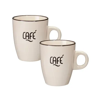 Set 2 căni Excellent Houseware, 220 ml, ceramică, model CAFÉ