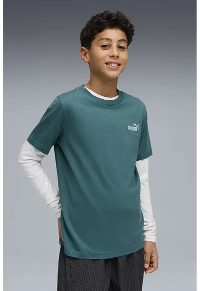 Tricou din bumbac cu logo pe piept - Albastru petrol