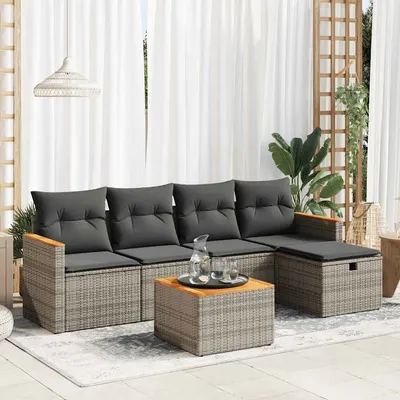 Gossi set mobilier gradina cu perne, 6 piese, gri, poliratan
