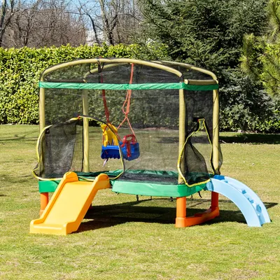 Trambulină mare Chipolino - Playground, cu un tobogan, 200 cm, verde