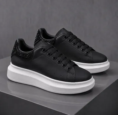 Adidasi dama casual negri cu alb diamond 111D