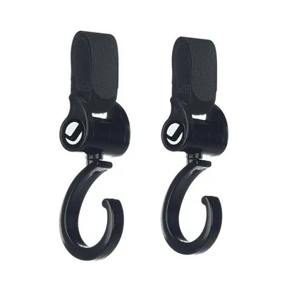 Set 2 carlige auto pentru carucior, Jane, Fixare pe cadru, multifunctionale, Negru