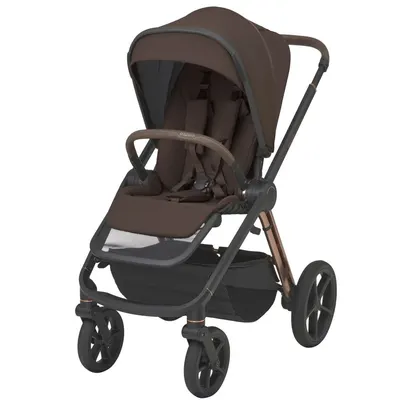 Carucior 2 in 1 pentru copii Espiro Miloo 2.0 Excellent Chocolate cu sezut reversibil, suport reglabil pentru picioare, bara detasabila, greutate admisa 22 kg