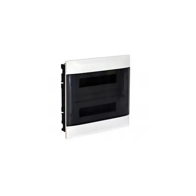 Practibox S Montaj incastrat cabinet pentru zidarie - earth + neutral terminal blocks - Usa fumurie - 2 randuri - 18 module/rand
