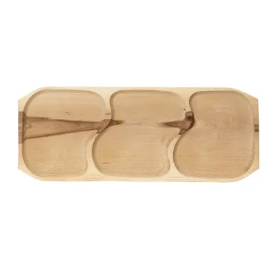 Platou cu 3 Compartimente, Lemn, 65 x 26 x 2.5 cm