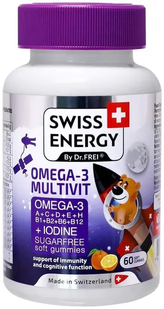 Omega-3 Multivit, 60 tablete de jeleu, Swiss Energy