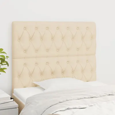 vidaXL Tăblie de pat crem 100x7x118/128 cm, material textil
